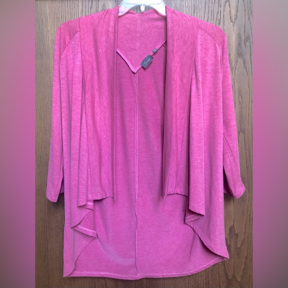 Strazzi Women's Cardigan Lightweight Sweater Pink Size Large 3/4th Sleeve